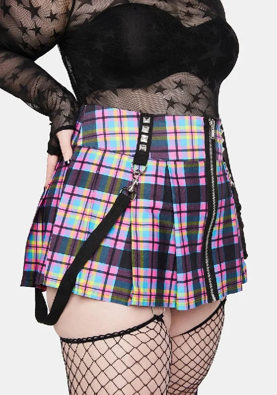 Comfortable Women's Apparel Budget Saver Plus Paint The Town Plaid Mini Skirt