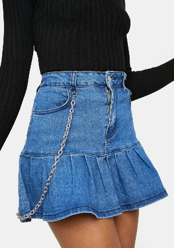 Women's Stylish Vacation Attire Flash Sale Now Call Back Later Denim Mini Skirt