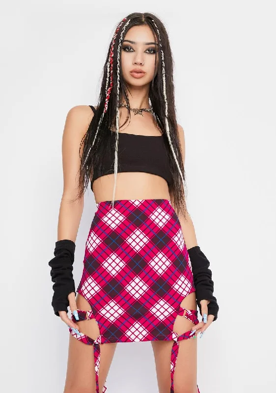 Women's Workout Garments Explore What'S New Fuchsia Drop The Attitude Plaid Mini Skirt