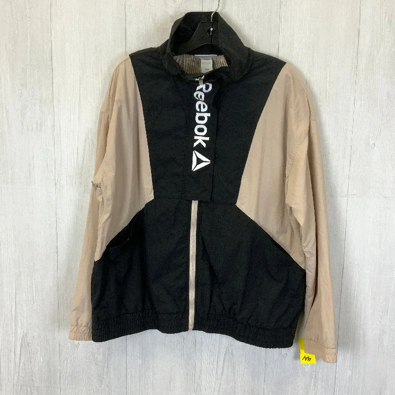 Jacket Windbreaker By Reebok In Black & Cream, Size: L