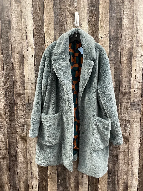 Coat Faux Fur & Sherpa By Maeve In Green, Size: 1x