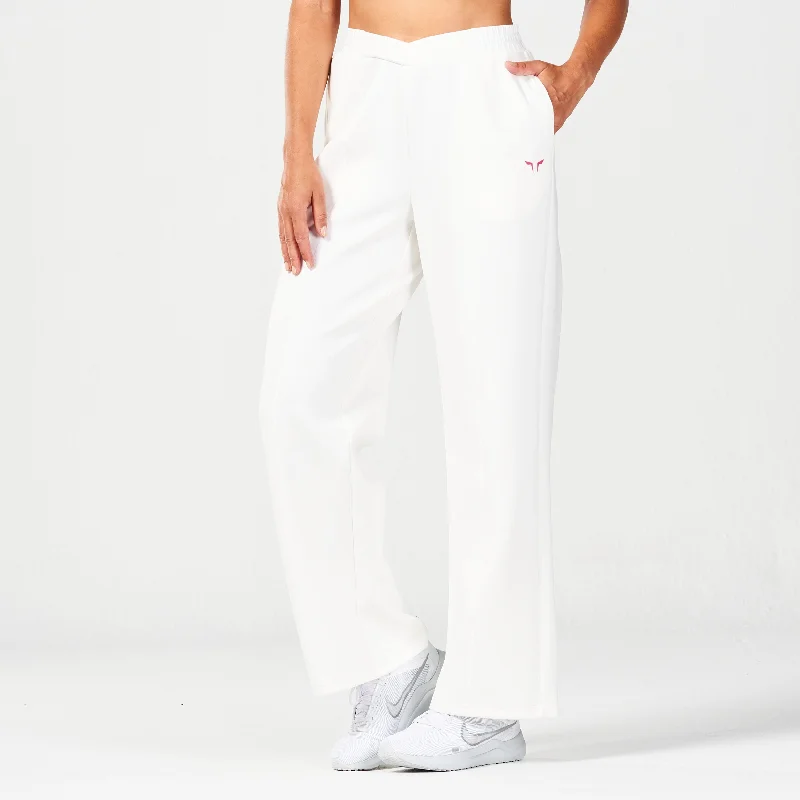 Women's Party Outfit Exclusive Deals Online Crossover Straight Pants - Pearl White