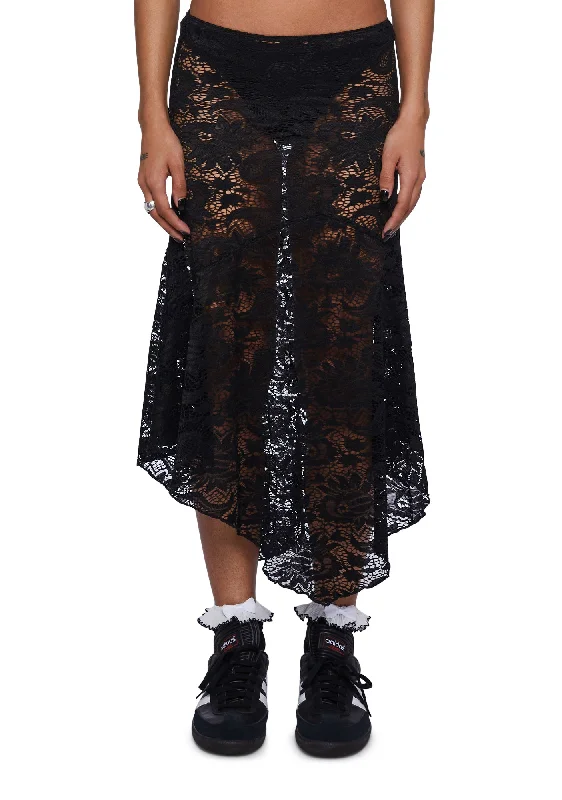 Women's Plus-Size Attire Vibrant Style Promotions Vana Waterfall Hem Lace Midi Skirt