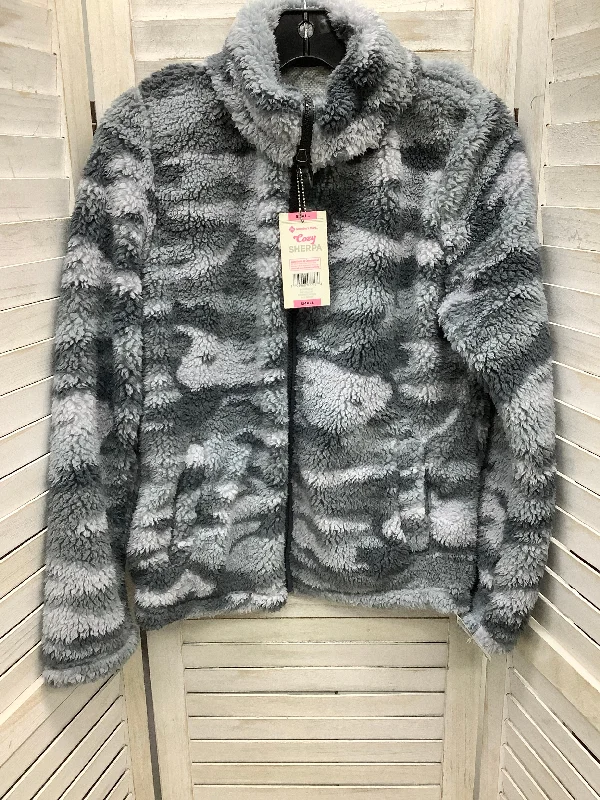 Jacket Faux Fur & Sherpa By Cozy In Grey, Size: S