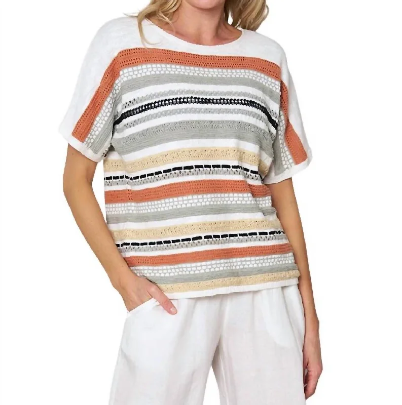 Women's Holiday Attire Limited Time Offers Simply Striking Sweater In Multi Stripe