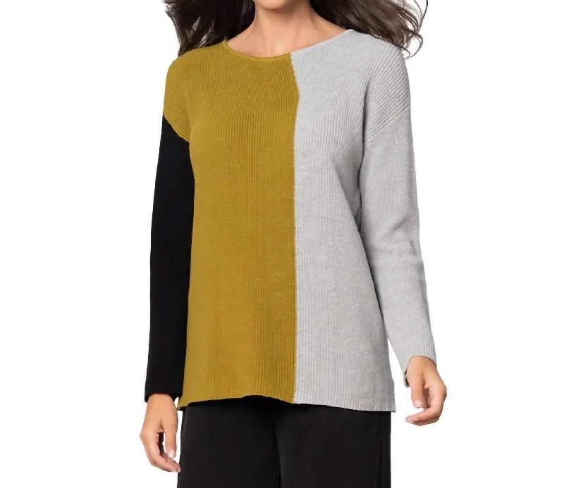 Women's Fashionable Attire For Work Sustainable Fashion Extravaganza Modern Mix Sweater In Black/ceylon/light Gray