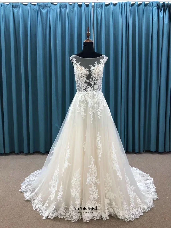 Women's Chic Outerwear Garments Must Haves Sexy Illusion Lace Wedding Dress