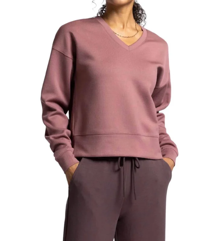 Women's Clothing Sets Exclusive Discount Martina V-Neck Pullover Sweater In Rose Brown