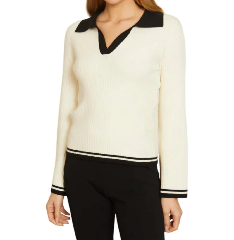 Affordable Women's Attire Timeless Elegance Sale Quincy Sweater In Ivory/black