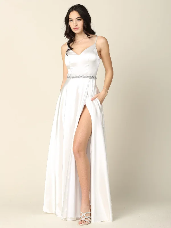 Women's Professional Outfit Glamorous Fashion Offers Simple Long Spaghetti Strap Wedding Dress