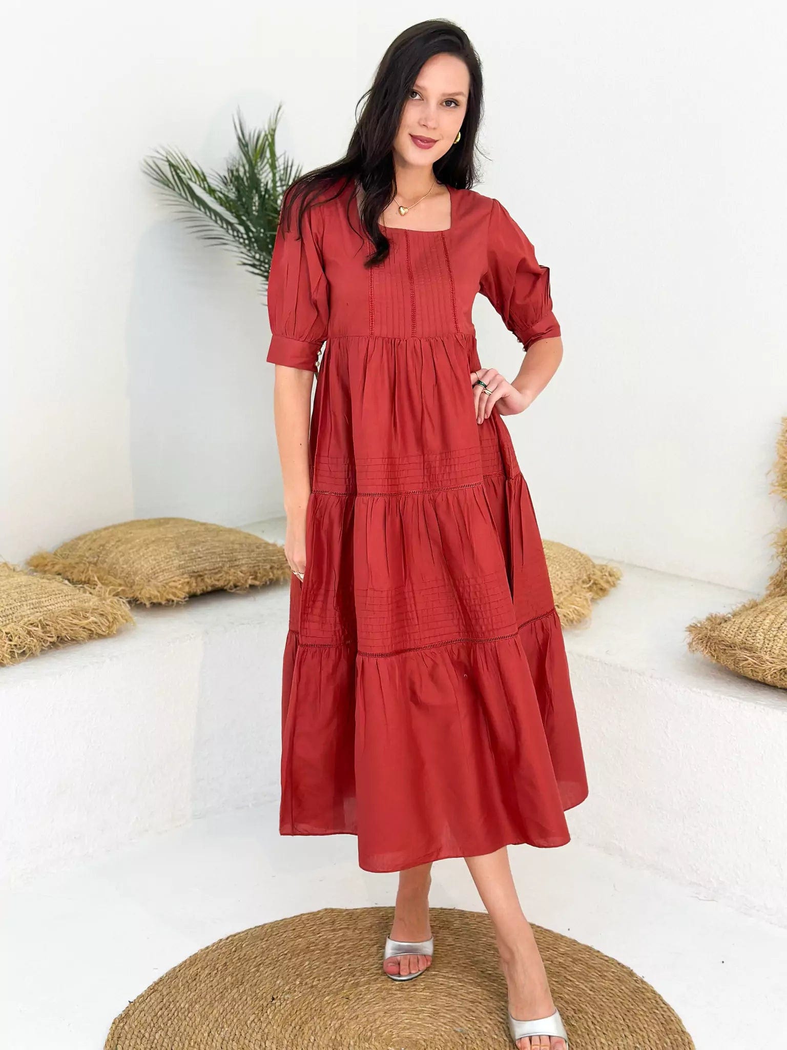 Casual Clothes For Women Sophisticated Style Offers Rusty Cotton Dress