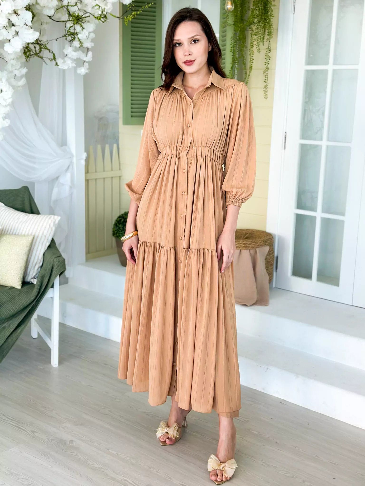 Women's Work Apparel Chic Styles Biscotti Long Dress