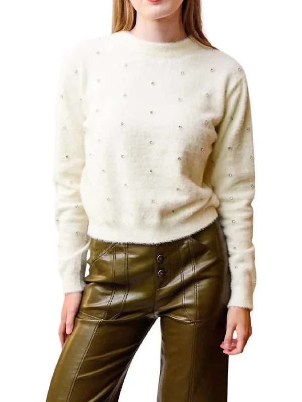 Women's Formal Event Outfit Imeless Style Embellished Sweater In Ivory