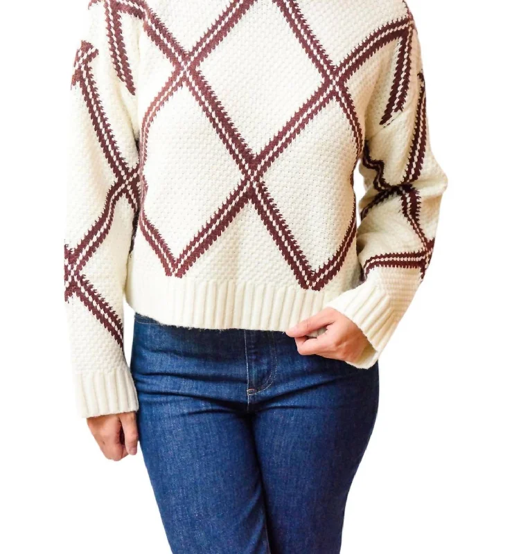 Women's Clothing Sets Style Breakthroughs Diamond Sweater In Ivory