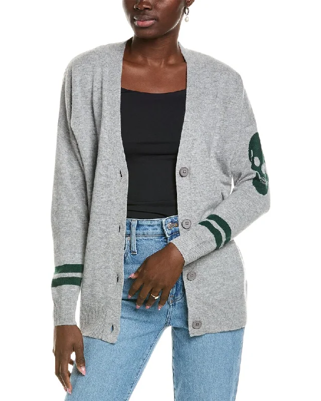 Women's Active Clothing Trend Alert 27 Miles Malibu womens  Skull Sleeve Cashmere Cardigan, xs, Grey