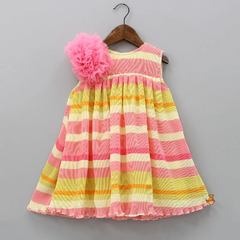 Casual Clothes For Women Trendy Looks On Sale Pleated Crush Silk Multicolour Sleeveless Dress