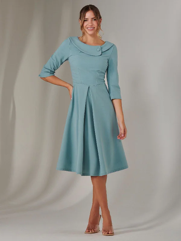 Women's High-Fashion Outfit Modern Fashion Sale Sloan 3/4 Sleeve Midi Dress, Duck Egg Blue