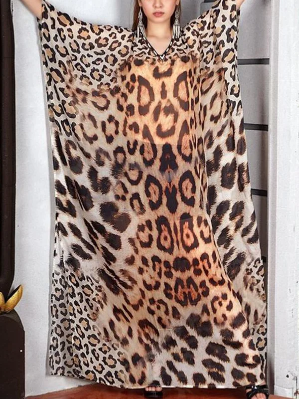 Women's Workout Clothing Hot Items Women's Casual Loose Leopard Print Dress