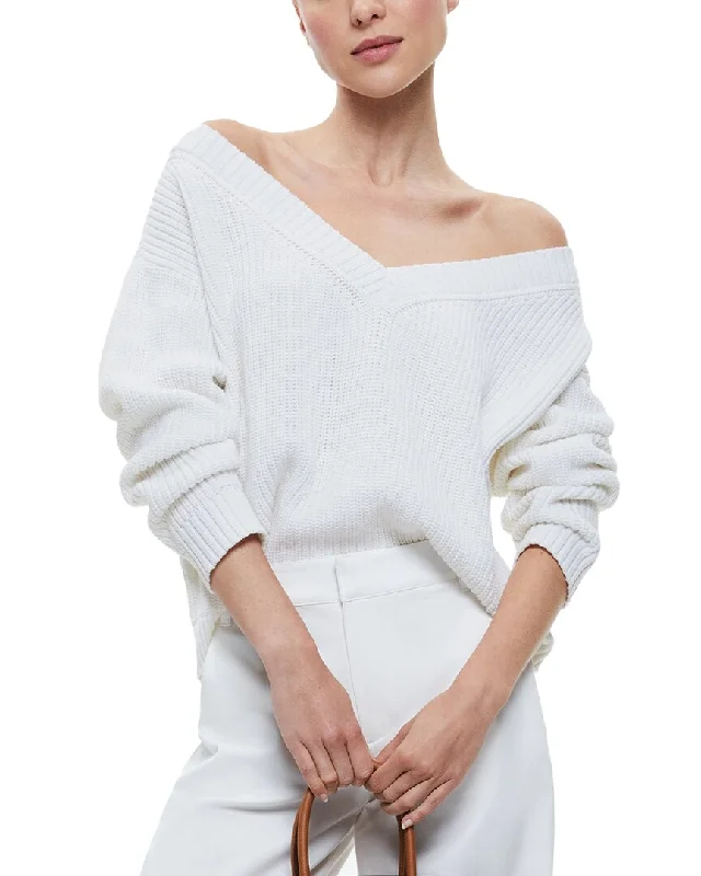 Women's Everyday Clothes Fashion-Forward alice + olivia Alita Relaxed Wool-Blend Pullover