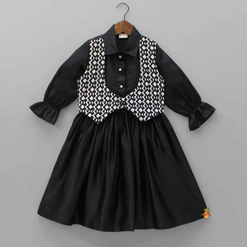 Timeless Women's Outfit Crazy Discounts, Hurry Up Elegant Black Jacket Style Collar Dress