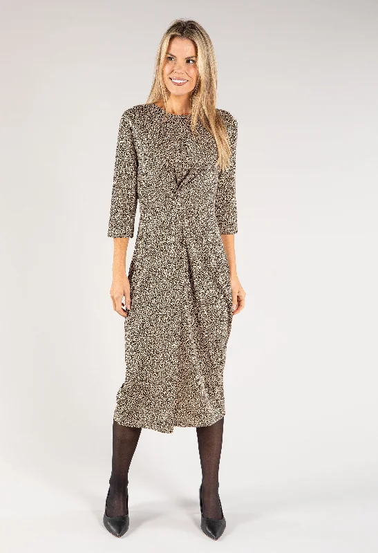 Women's Evening Apparel Sale Event, Prices Rock Leopard Knot Detail Midi Dress