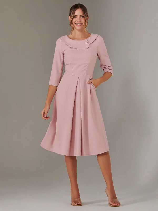 Women's Effortless Casual Outfit Urban Style Promotions Sloan 3/4 Sleeve Midi Dress, Dusty Pink