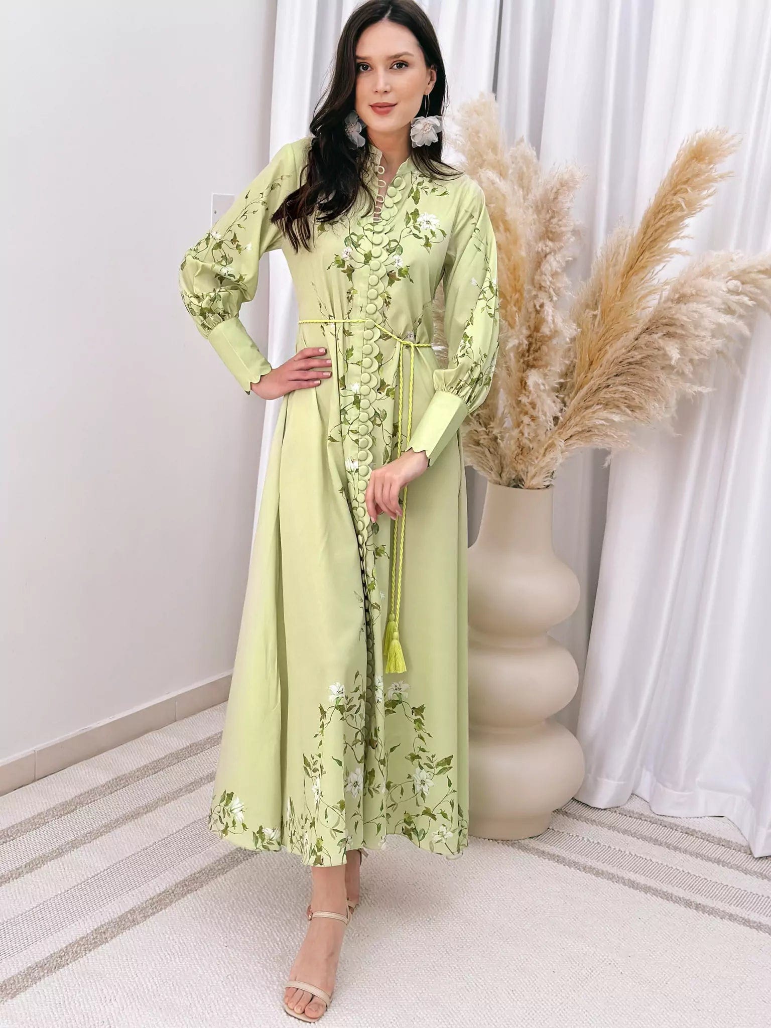 Women's Charming Outfit For Events Durable Fashion Picks Ferula Pastel Green Long Dress