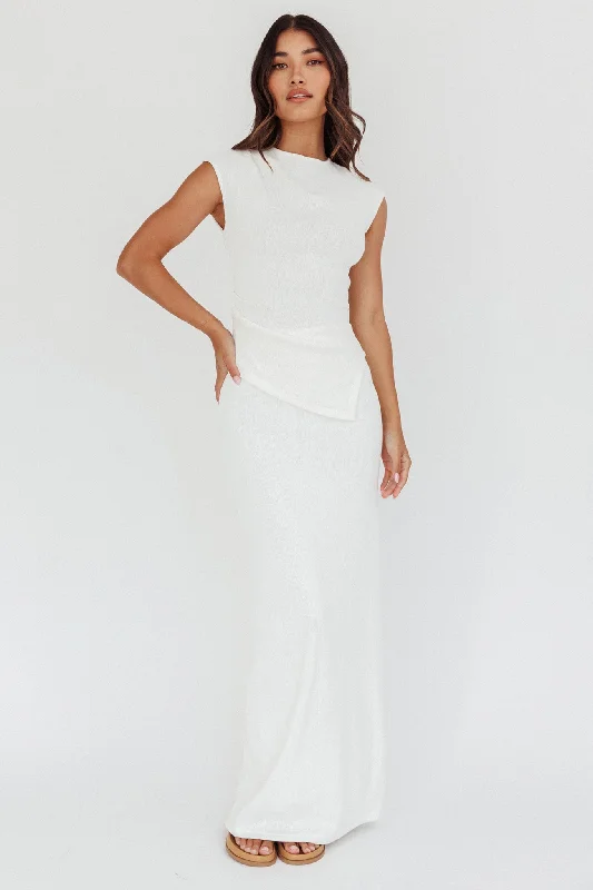 Affordable Luxury Women's Garments Step Ahead, Lead The Trend Calculated Ribbed Knit Maxi Skirt White