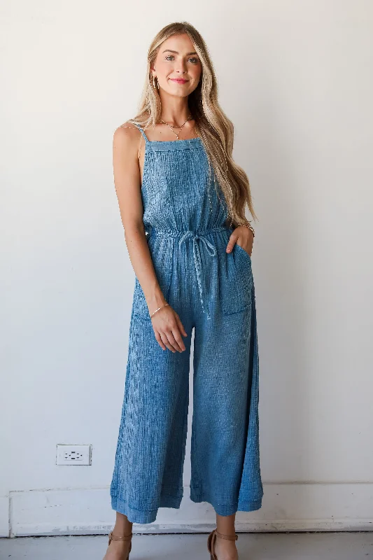 Women's Seasonal Apparel Break Fashion Norms FINAL SALE - Immensely Poised Blue Linen Jumpsuit