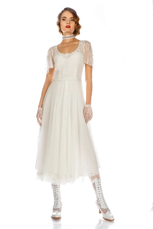 Women's Attire Classic Elegance Sales Alice Vintage Style Dress in Ivory by Nataya