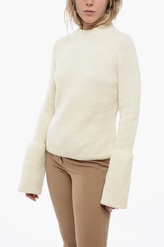 Women's Work Outfit Street Style Discounts Sa Su Phi Ribbed Cashmere Pullover with Double Cuffs