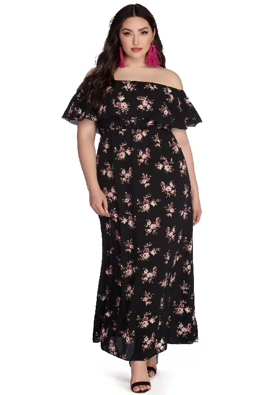 Women's Stylish Casual Garments Mega Sale Plus Floral Fiesta Maxi Dress