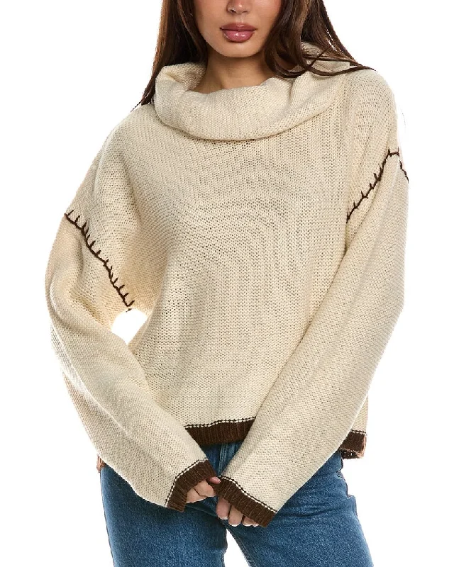 Women's Layered Outfit Fashion-Forward Driftwood Cowl Neck Sweater