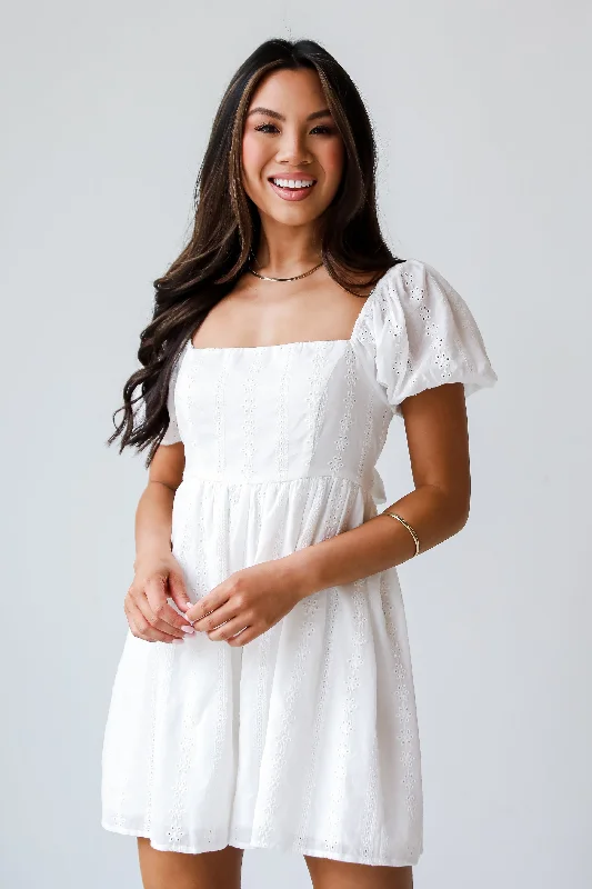 Vintage-Inspired Women's Apparel Fashionista Favorites FINAL SALE - Breezy Approach White Eyelet Romper