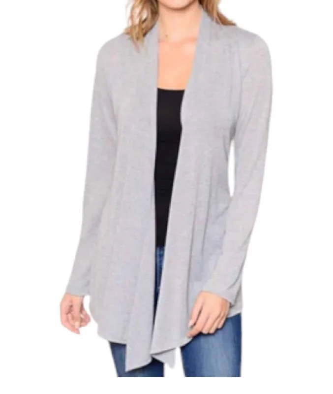 Women's Work Outfit For The Office Latest Fashion Soft Solid Cardigans In Heathered Grey