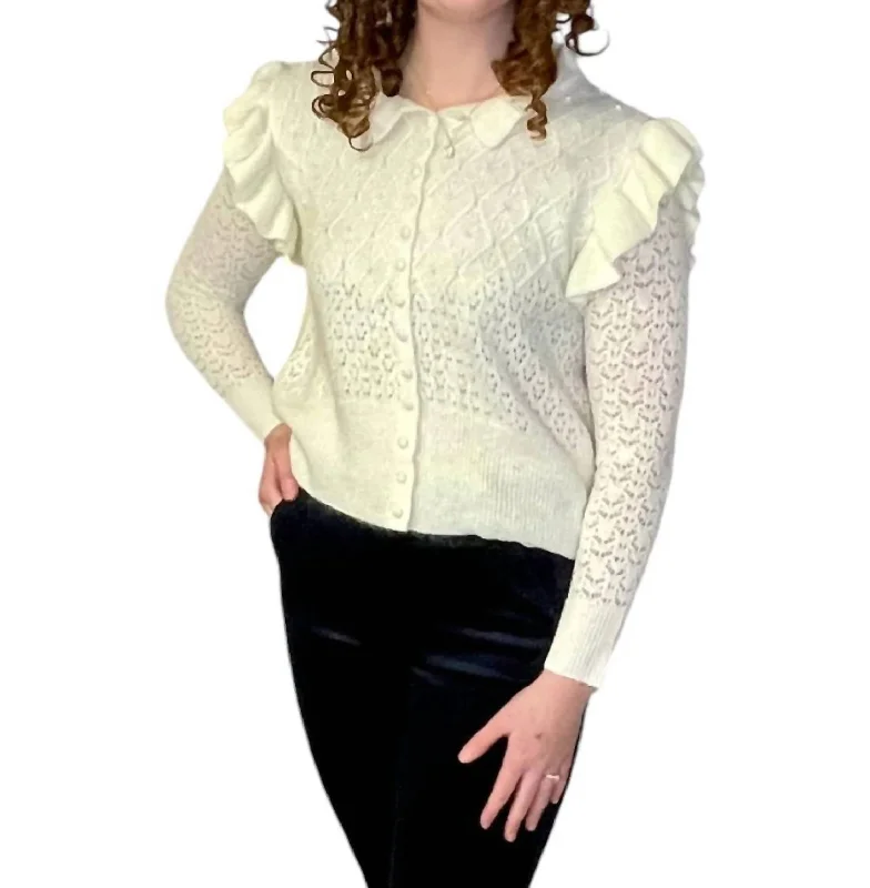 Charming Everyday Clothing For Women Dive Into Trendy Styles Crochet Pearl Cardigan In Ivory