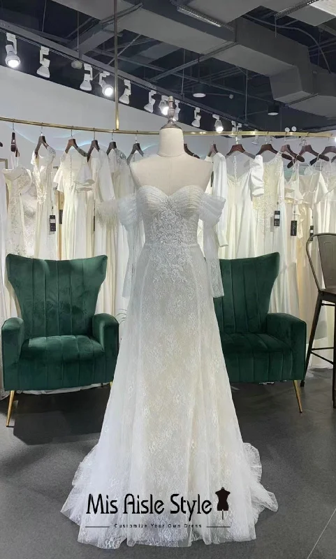 Fashion-Forward Women's Clothing End Of Season Sale Off Shoulder Long Sleeve Boho Wedding Dress