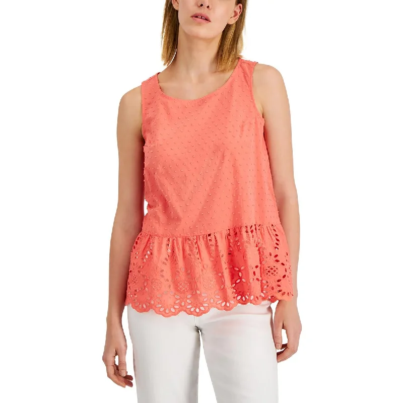 The Good Stuff Womens Cotton Eyelet Peplum Top