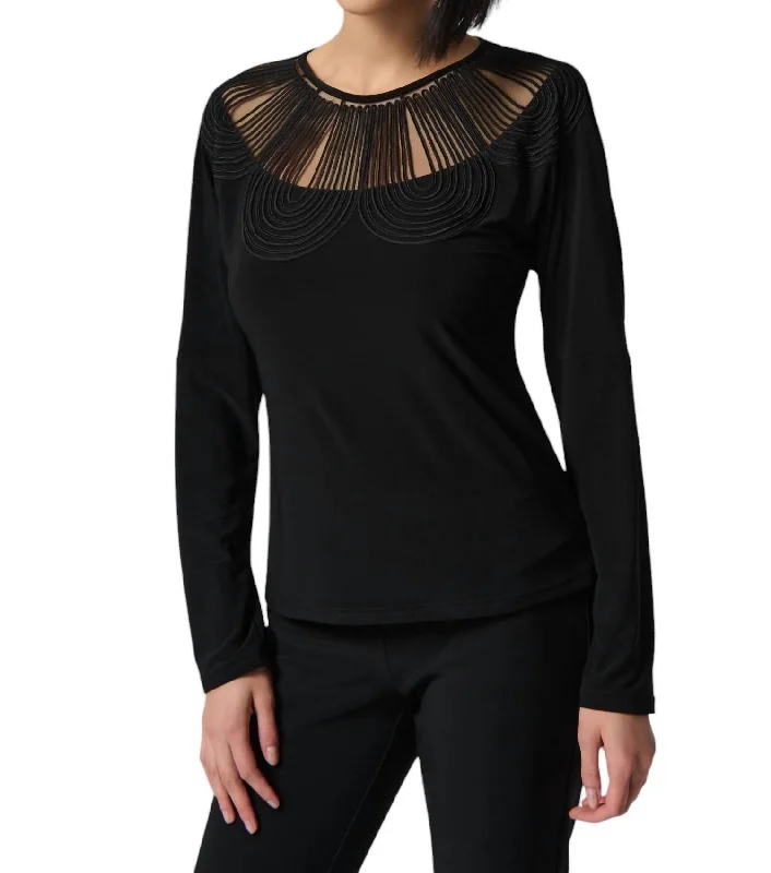 Playful Fashion Offers Dolman Sleeve Fitted Top In Black