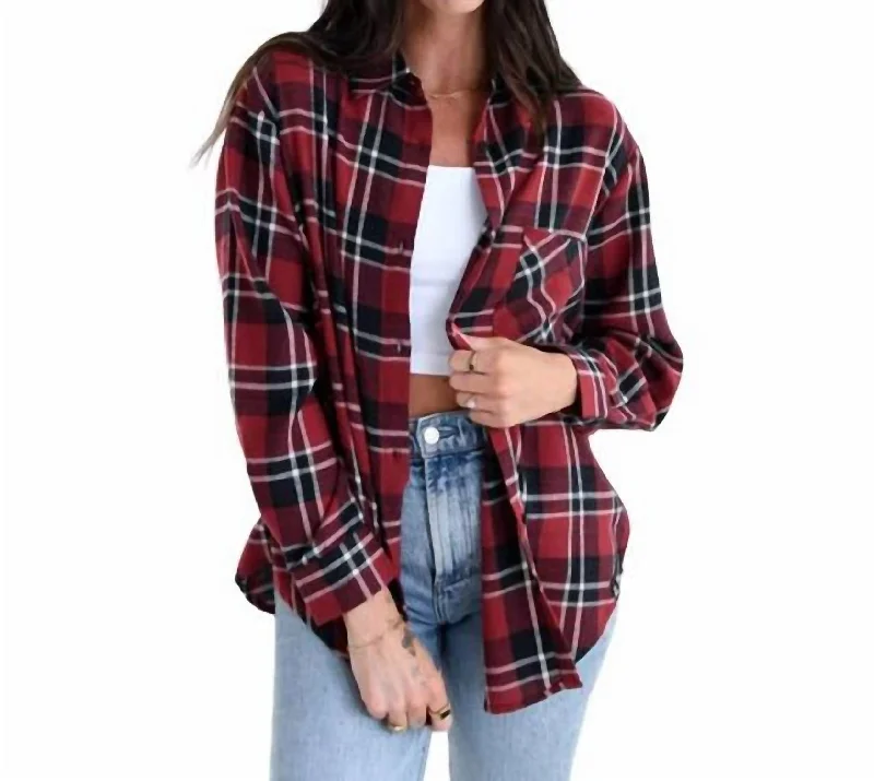 Mega Sale Arkansas Varsity Plaid Top In Red/black/white