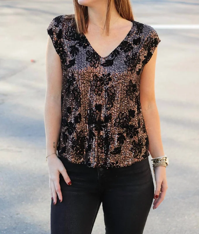 Stylish Deals Yanis Sequin Top In Rose Gold