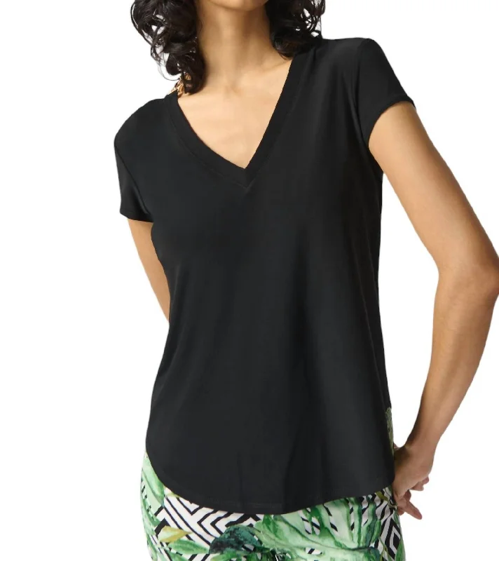 Stupidly Low Prices Casual V-Neck Top In Black