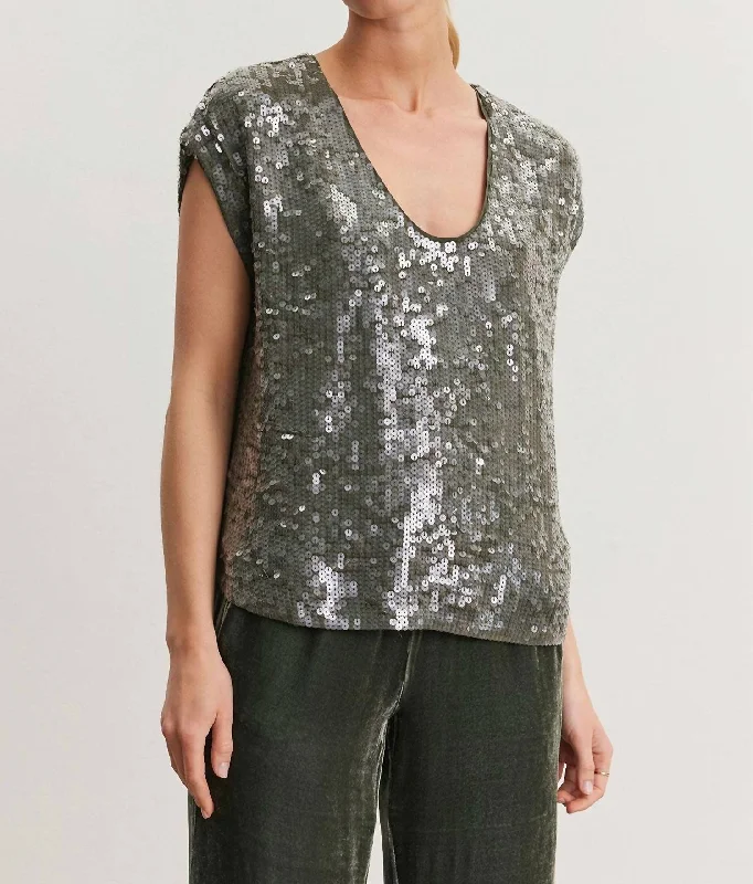 Hot Items Elorie Sequin Top In Grey