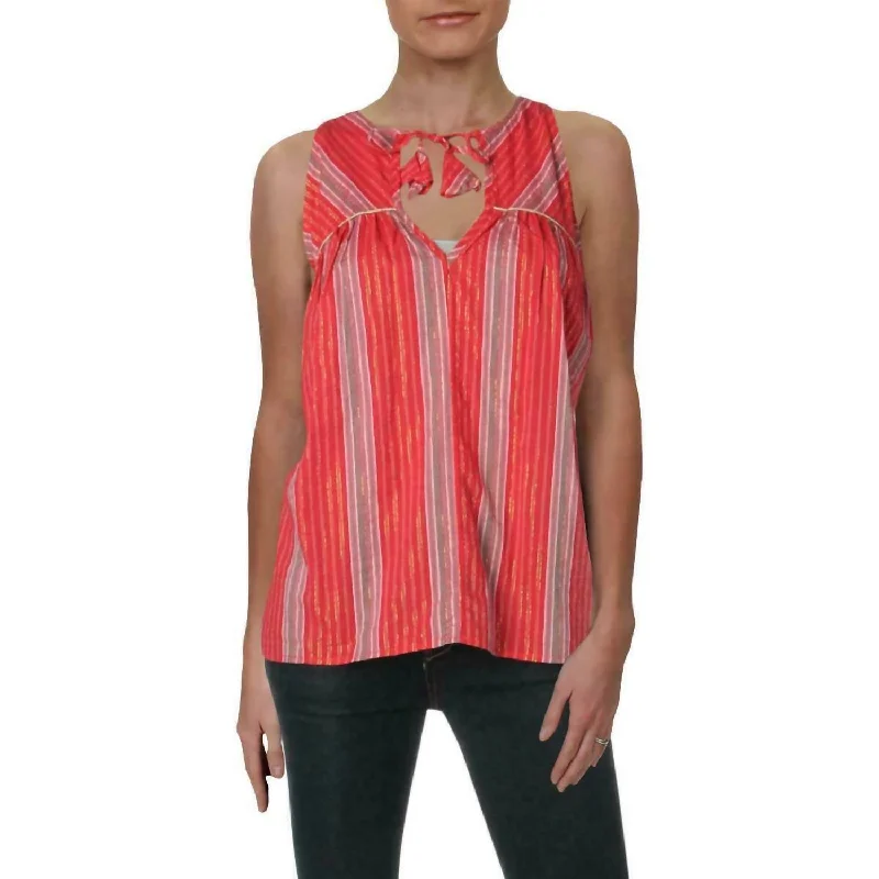 Get The Latest Trends Striped Boho Peasant Top In Red