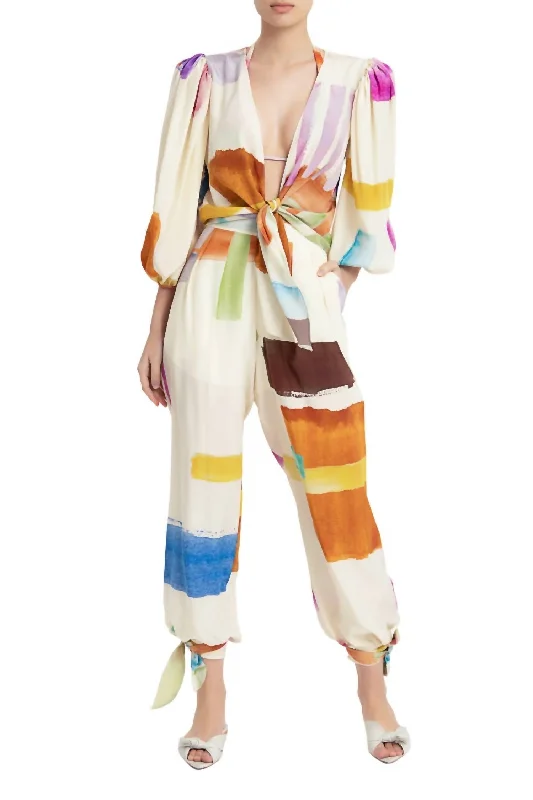 Fall Sale, Prices Drop Illusion Puff-Sleeved Shirt In White-Multi Color