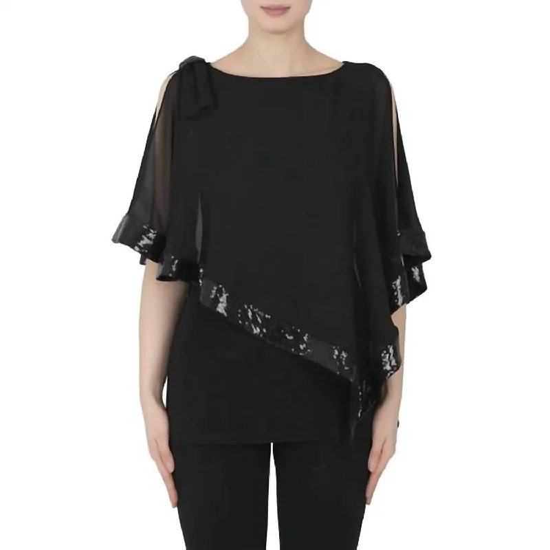 Fashion Forward, Function First Asymmetric Overlay Top In Black