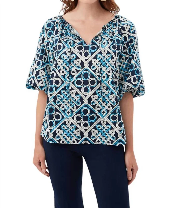 Premium Style Vista Las Palmas Top In Multi Blues