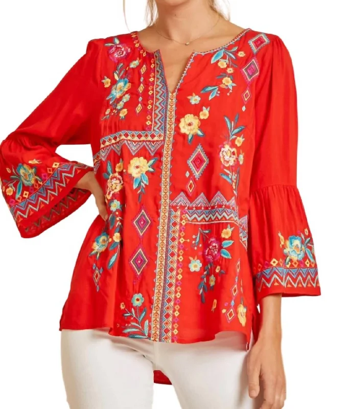 Stylish Looks Patchwork Embroidered Top