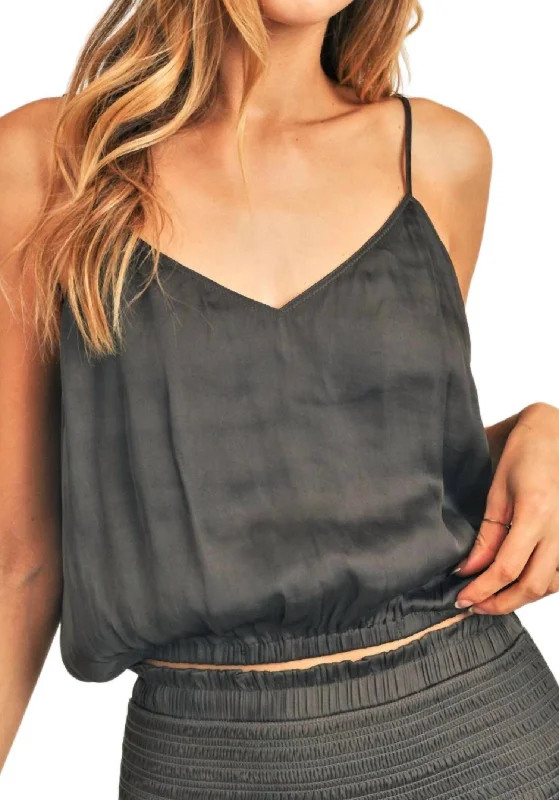 Hot Deals Silky Amore Top In Charcoal