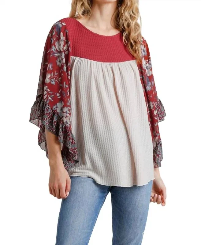 Don't Miss Out Butterfly Sleeve Top In Natural